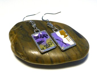 English Garden Reversible Earrings Upcycled Postage Stamp Jewelry, England UK