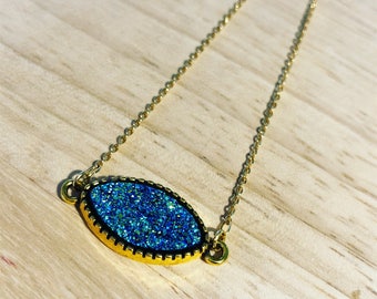 Blue or multicolor druzy bracelet or necklace