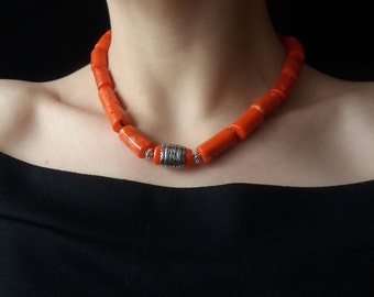 Orange coral jewelry Antique necklace coral real coral jewelry red coral necklace small coral necklace coral pendant ukrainian coral