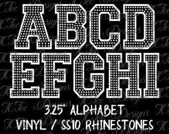 3.25" Mixed Media Alphabet - Vinyl and Rhinestone Template Letter Set - SVG Design Download - Vector Cut File