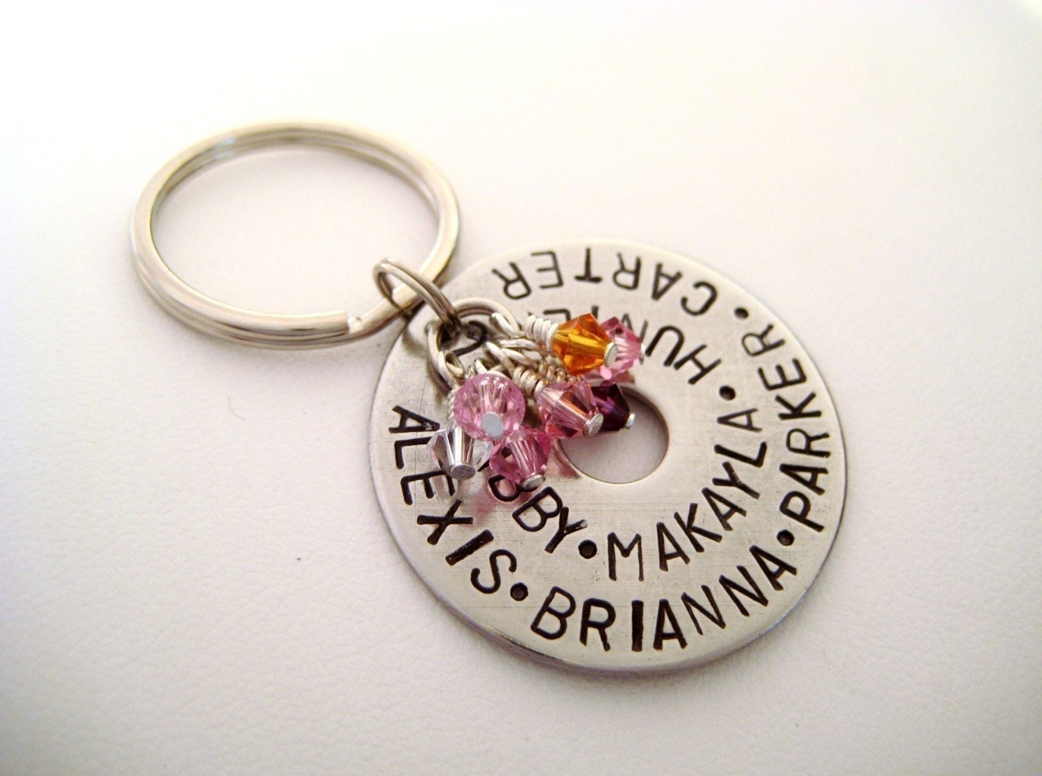Hand Stamped Personalized Large Washer Keychain