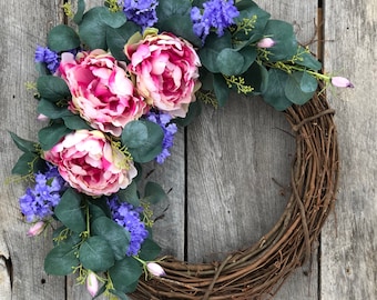 Best Selling Wreath! Spring Wreaths for Front Door, Peony Wreath, Spring Wreath, Mother's Day Gift, Baby Girl Wreath, Spring Door Wreath