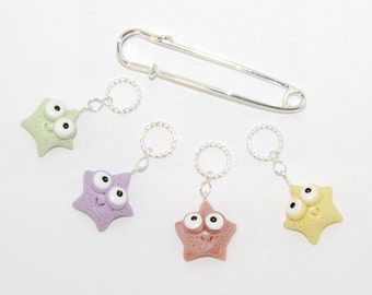 Starfish knitting or crochet stitch markers - set of 4 - polymer clay