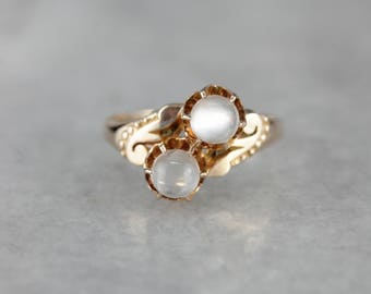 Victorian Moonstone Ring, Moonstone Bypass Ring, Antique Moonstone Ring NF1V8UZL-D