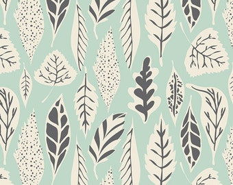1 yard Hello Bear, Leaflet Eucalyptus, Bonnie Christine for Art Gallery Fabrics, Mint Green Fabric