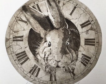 Engraving original /Suivez the White Rabbit/Follow the white rabbit/Alice's Adventures in Wonderland / Alice's adventures in the Wonderland