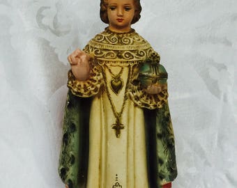 1940s Infant Jesus of Prague Chalkware Statue