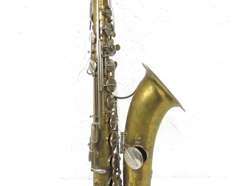 Antique 1913 Saxophone signed Buffet Crampon, Evette & Schaeffer, Carl Fisher, Passage du Cerf Paris France, Brass Instrument Serial 22305