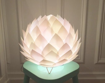 Lamp table/night light paper layer clear/ivory/pink Lotus Flower