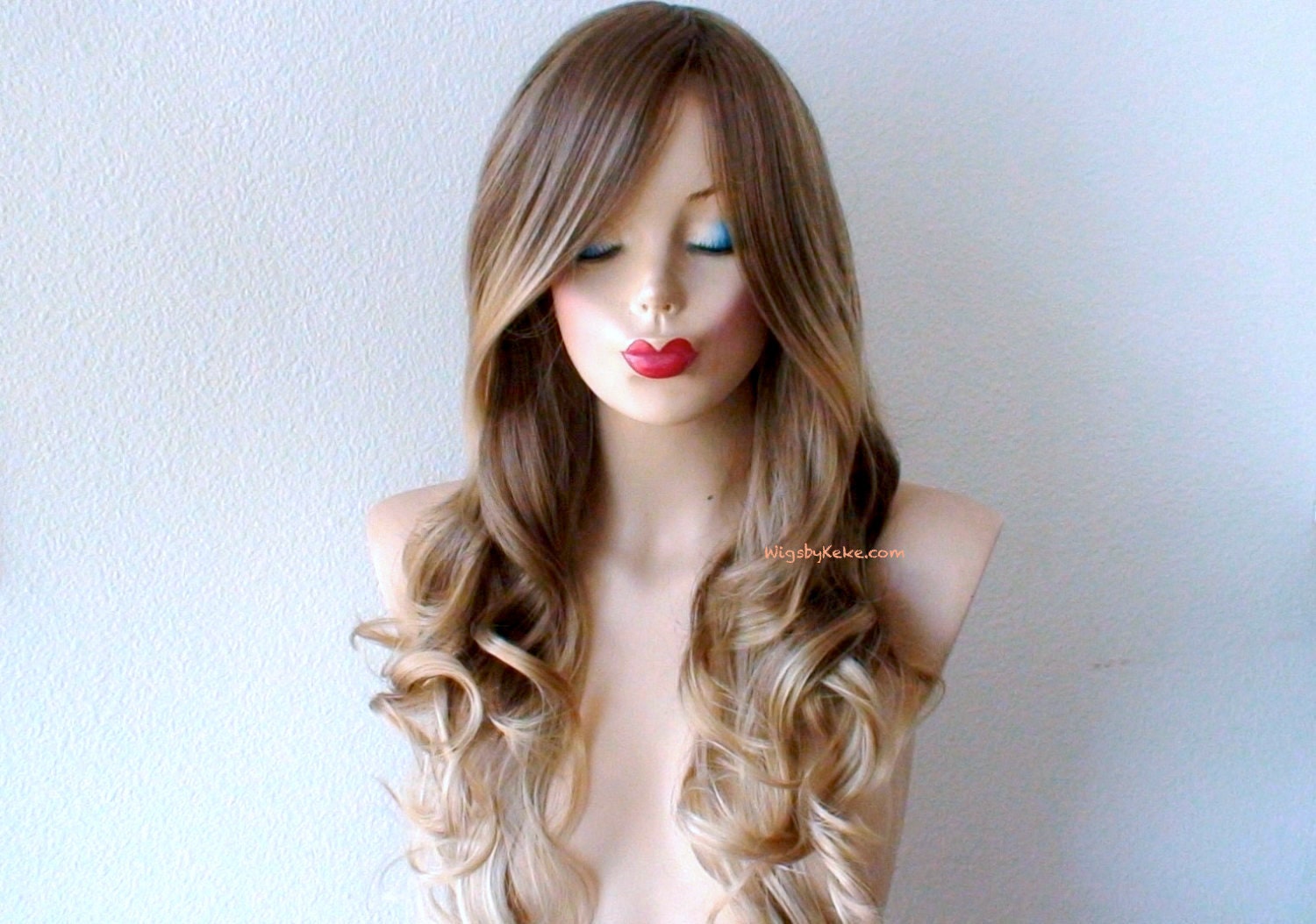 Brown Blonde Ombre Wig Lace Front Wig Long Curly Hair Long