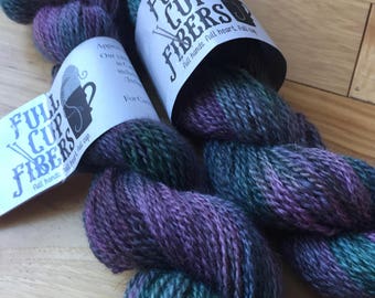 200 yd wool/mohair/angora blend 70/15/15 hand dyed