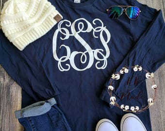 Preppy large Monogrammed t-shirt, monogrammed shirt, monogrammed t-shirt, monogram shirt, monogram t-shirt, preppy monogram shirt