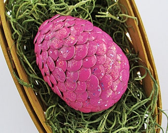 Dragon Egg - Pink with Multi-Colored Sparkles - DE2 - Easter, Mythical Decor