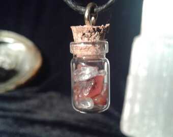 Carnelian and Quartz Microjar Pendant