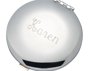 Personalized Monogrammed Domed Shape Round Compact Mirror for Bridesmaid Gift