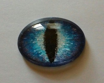 Blue Frost Hand Painted Glass Dragon Eye 30 x 40 mm Oval Glass Eye Fantasy Jewelry Supplies Fastasy Steampunk Sci Fi Cosplay Pendant