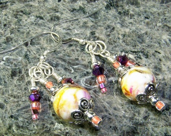 BirdDesigns Handmade Lampwork Earrings - ooak - J755