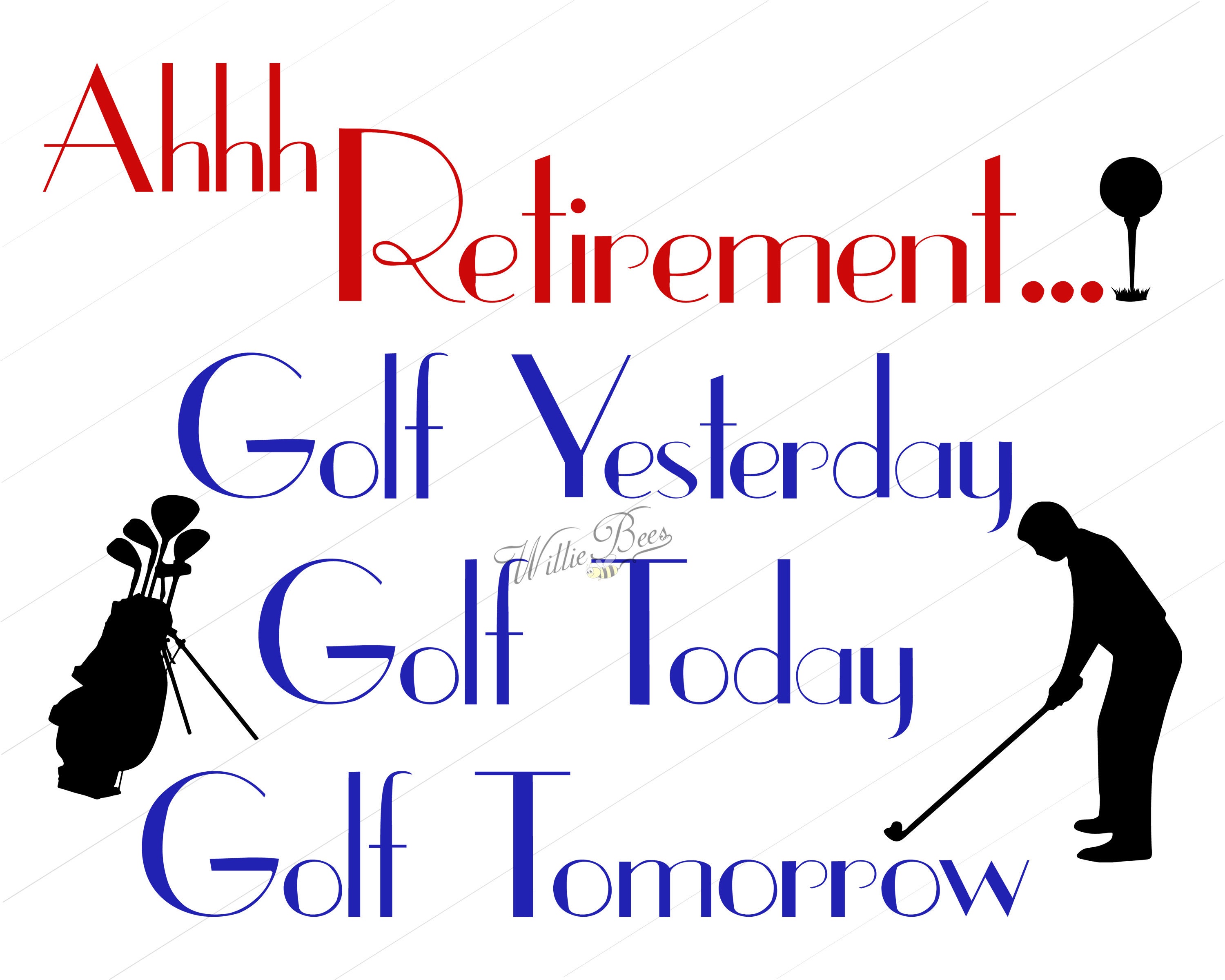 Retirement Golf 12 inches PNG and SVG Silhouette Words