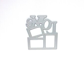 Worded LOVE Topped Frame Metal Cutting Die, Square Frames topped with the Word Love Paper Cutting Die, Craft Cutting Tool Card Making Die