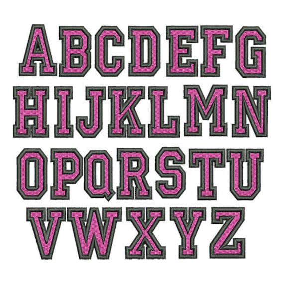 2 Color College Embroidery Font Instant Download