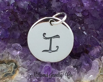 Alphabet Charm, Letter Charm, I Charm, Letter I Charm, Script Letter Charm, Sterling Silver Charm