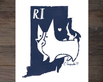 Rhode Island Corgi Art Print