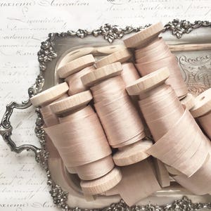 Champagne Silk Ribbon Spool, Hand Dyed Silk Ribbon Champagne, 3 yards, 1.25" Wide Silk Ribbon, Silk Ribbon, Wide Silk Ribbon