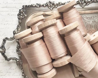 Champagne Silk Ribbon Spool, Hand Dyed Silk Ribbon Champagne, 3 yards, 1.25" Wide Silk Ribbon, Silk Ribbon, Wide Silk Ribbon