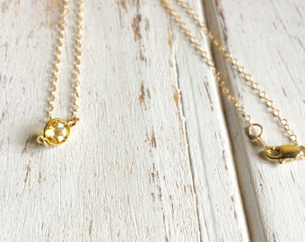 14k Gold Citrine Necklace November Birthstone Citrine Pendant Citrine Jewelry Gemstone Necklace Cabochon Necklace Dainty Necklace