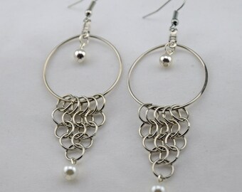 Fun Silver Chainmaille Earrings