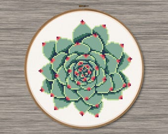 Green Succulent - PDF Cross Stitch Pattern