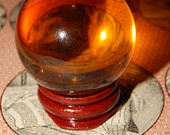 Genuine AMBER SMELT QUARTZ Sphere - Amber Quartz Orb - 40mm Gemstone Sphere - Metaphysical Crystals - Reiki - Meditation Stone - Scrying