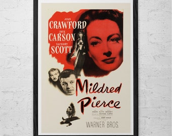 MILDRED PIERCE Movie Poster - CLASSIC Movie Poster - High Quality Reproduction - Film Noir Movie Poster Classic Film Poster Joan Crawford