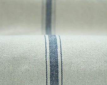 Grain sack Fabric by the Yard - Five Stripes Navy