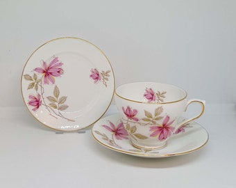 Sutherland Floral Trio - Tea Cup, Saucer and Tea Plate - Vintage 1960s - Retro Tea Set - Floral Trio Set - Afternoon Tea - Staffordshire
