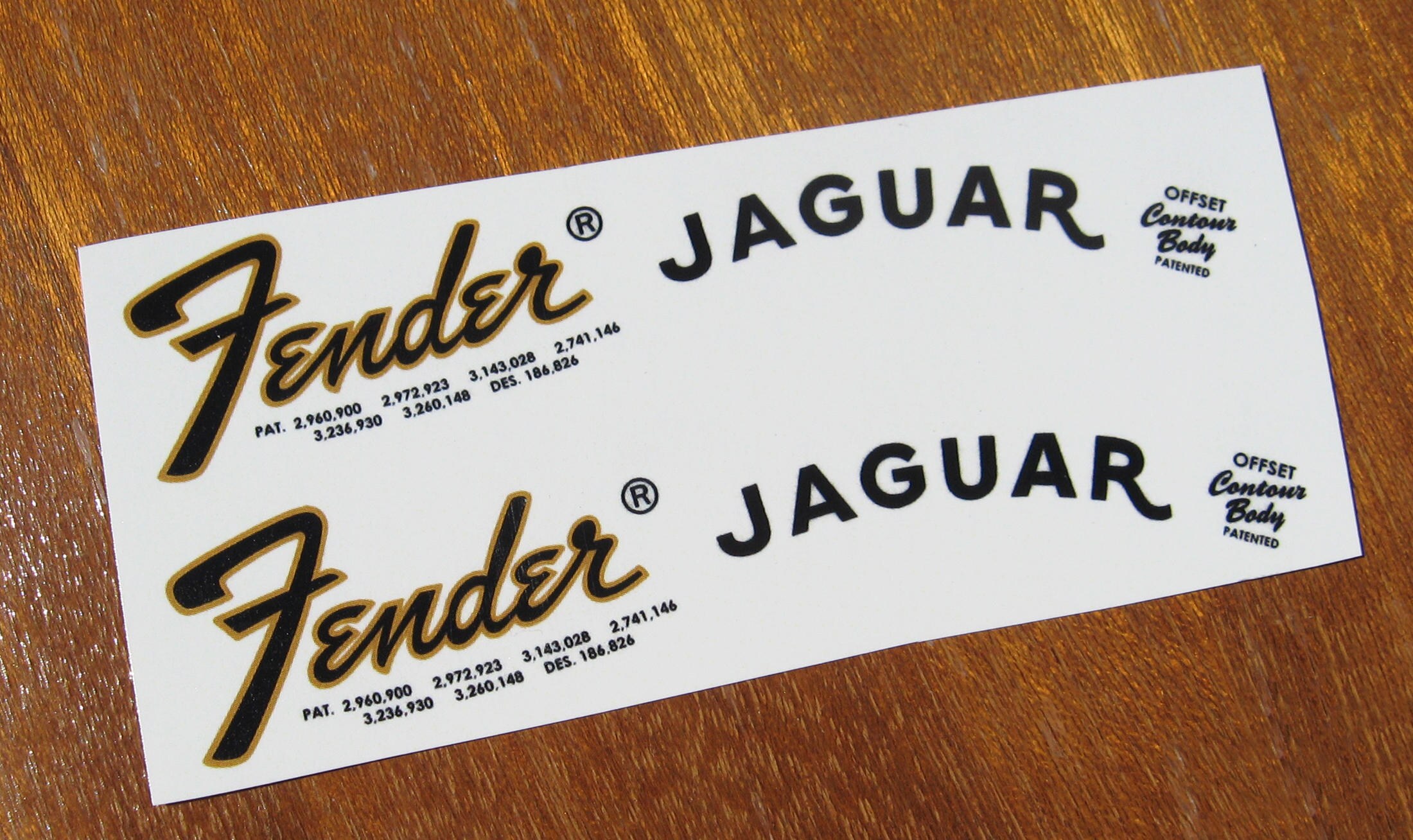Fender Jaguar Headstock Decal Set late 60's Waterslide