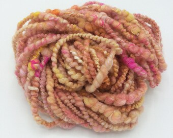 Handspun Art Yarn, "Sorbet II", 20 yards, corespun textured novelty yarn, bulky yarn, weaving yarn