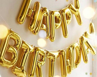 Giant HAPPY BIRTHDAY Gold foil letter balloon 16