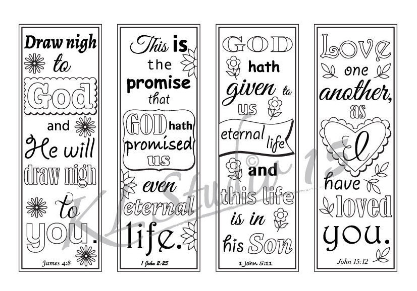 Bible Verse Coloring bookmarks3 Instant Download