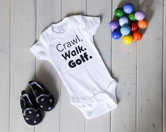 Golfing Baby Onesie, Funny Baby Onesie, Golf Onesie, Baby Fashion, Baby Golf Clothes, Golf Baby Onesie, Crawl Walk Onesie