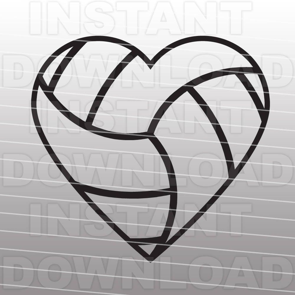 Download Volleyball Heart SVG File Cutting Template-Clip Art for