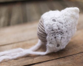 Newborn hat, Mohair hat, Baby girl bonnet