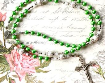 Rosary Resurrexit vintage french medal and cross catholic rosary beads Christ is Risen by Rosenkranz-Atelier prayer beads catholic jewelry