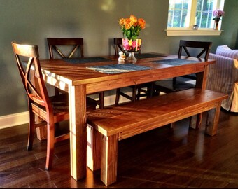 Farmhouse Dining Room Table W/Matching Bench