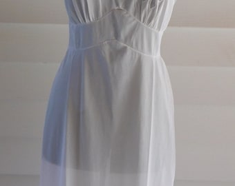Vintage Lingerie White Nylon Slip Sheer Accents at Bust and Hemline by Aristocraft Serene Highness
