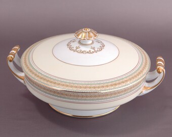 Noritake Barentz Round Covered Casserole Bowl Floral Laurel Leaf Pattern Replacement Noritake Barentz Morimura Japan