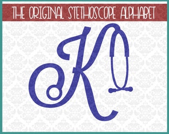 Stethoscope Alphabet, Nursing Alphabet, Nurse Svg, Stethoscope SVG, Silhouette Svg, Nursing Svg, Nurse Cutting FIles, Stethoscope Letters