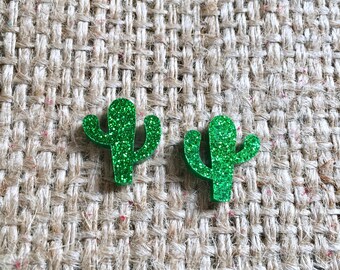 Cactus Studs, Cactus Stud Earrings, Green Cactus Studs, Glitter Cactus Studs, Acrylic Cactus Studs, Cowgirl Cactus Studs, Boho Cactus Studs
