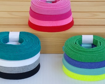 62 cotton knit colors, Cut by the yard, jersey cotton knit bias tape, 1/2" double fold.