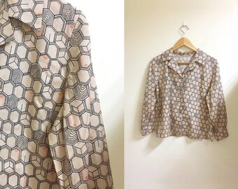 Vintage printed blouse pink blush